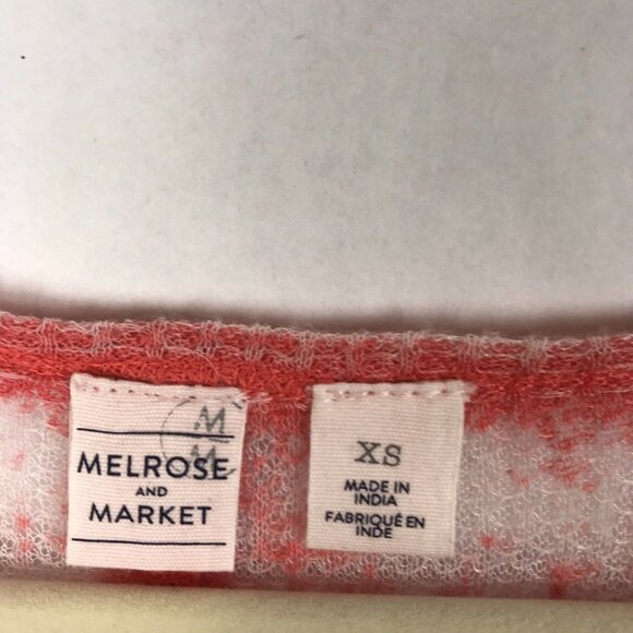 NWT Melrose and Market XS V-Neck Waffle Knit Hi-Lo Henley Peplum Orange Burnout - Picture 4 of 5